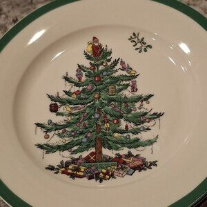 Spode Christmas Santa Topped Tree Salad Plate 7.75"  Set of 4